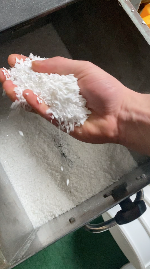 Shredded white plastic